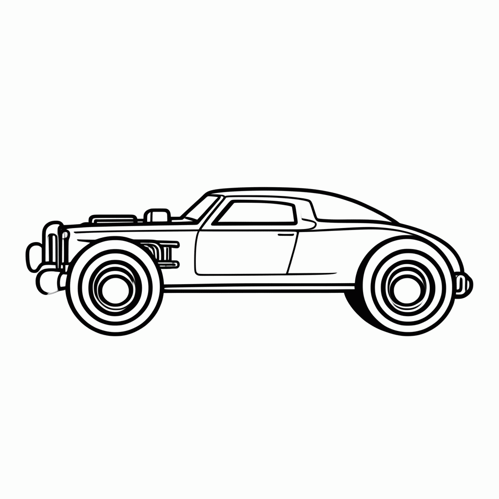 Desenho de Carro Hot Rod Classico para colorir e imprimir grátis em folha A4