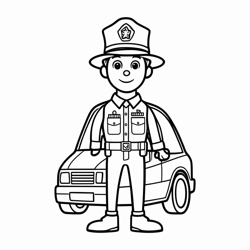 Desenho de Sheriff Policia Carros para colorir e imprimir grátis em folha A4