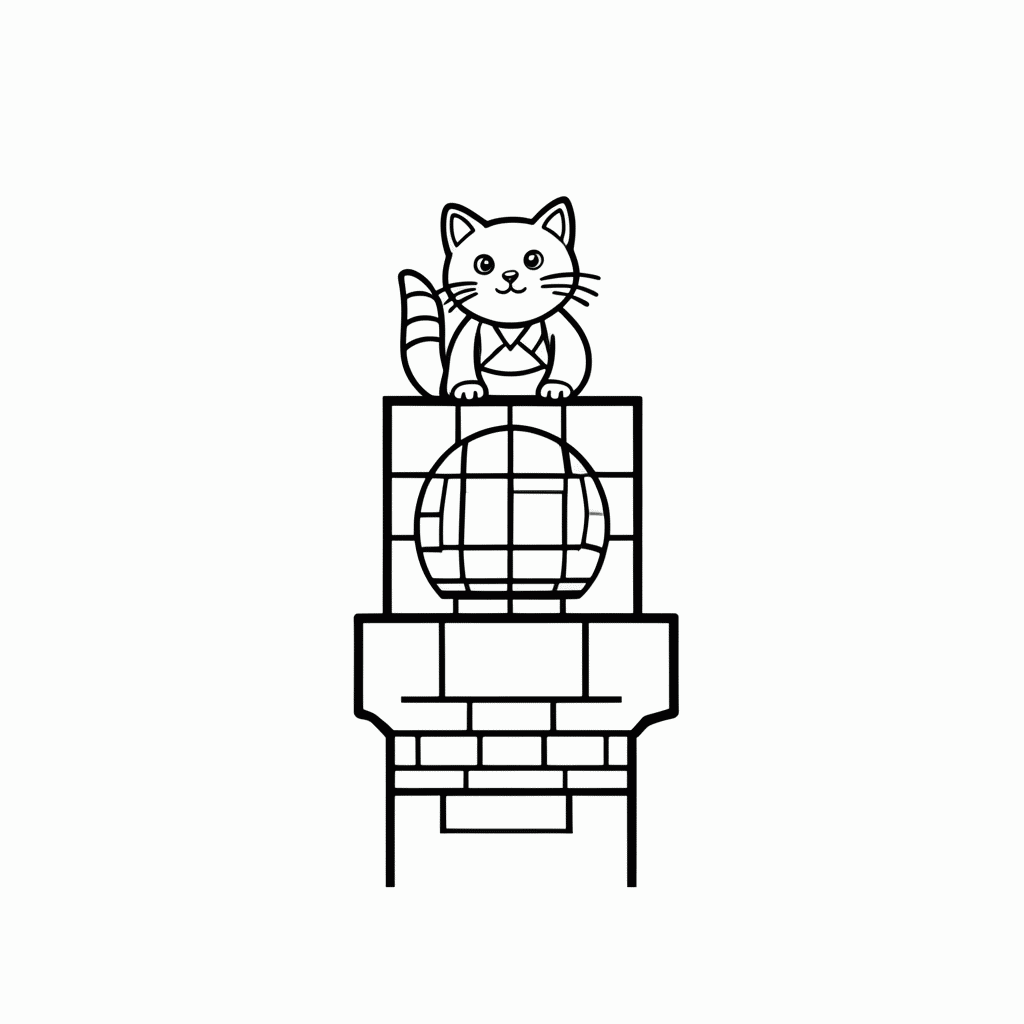 Desenho de Gato do Castelo para colorir e imprimir grátis em folha A4