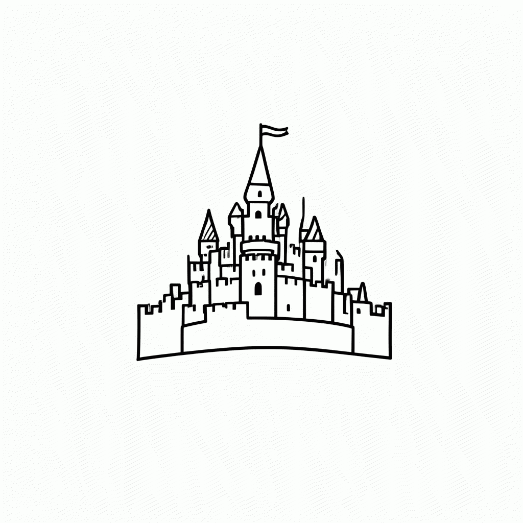 Desenho de Castelo Medieval para colorir e imprimir grátis em folha A4
