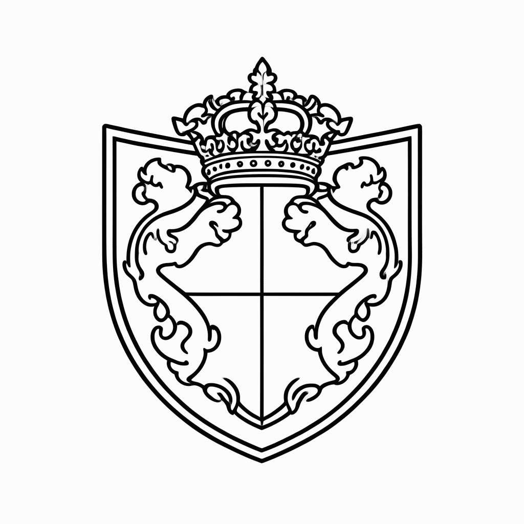 Desenho de Escudo com Brasão para colorir e imprimir grátis em folha A4