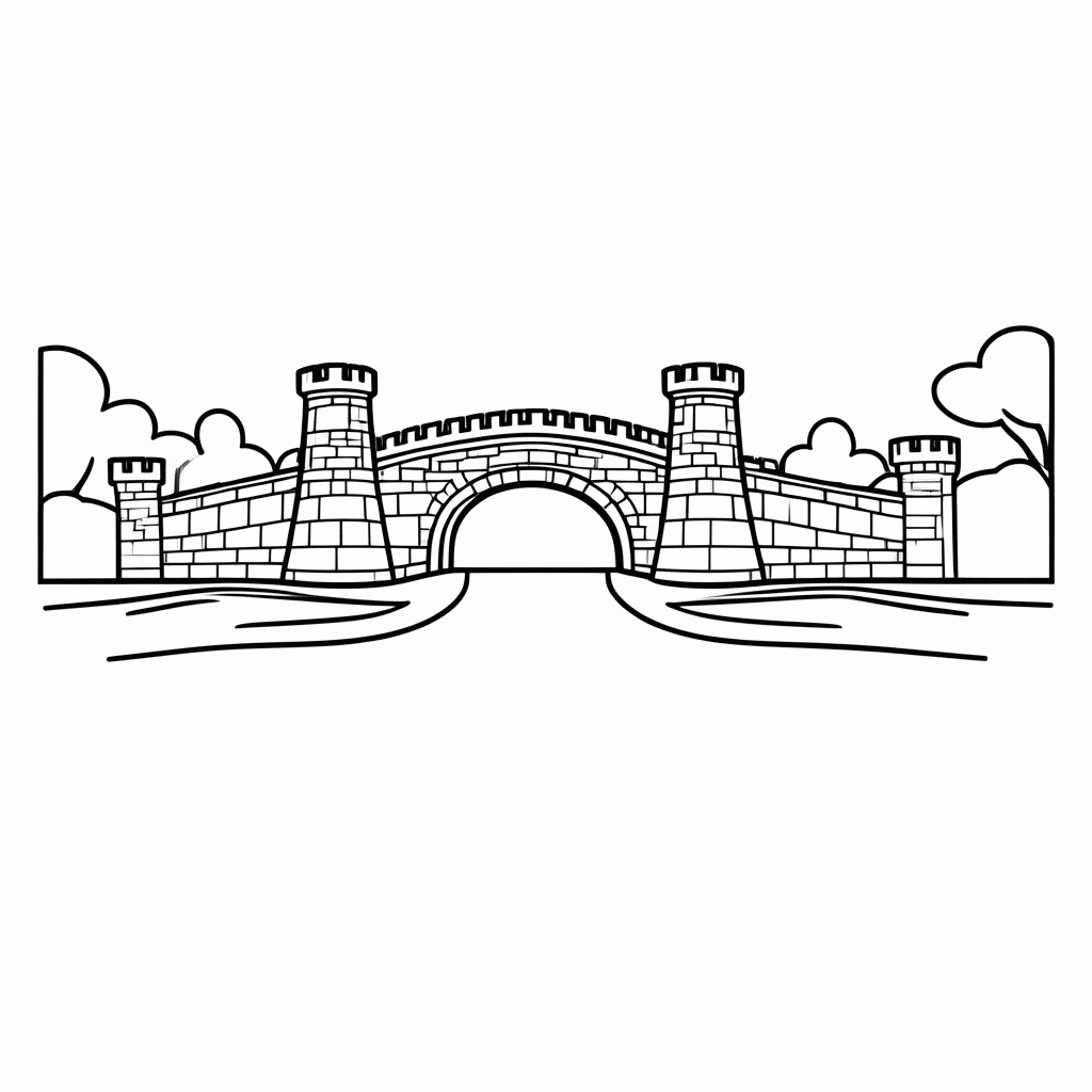 Desenho de Ponte Levadiça para colorir e imprimir grátis em folha A4