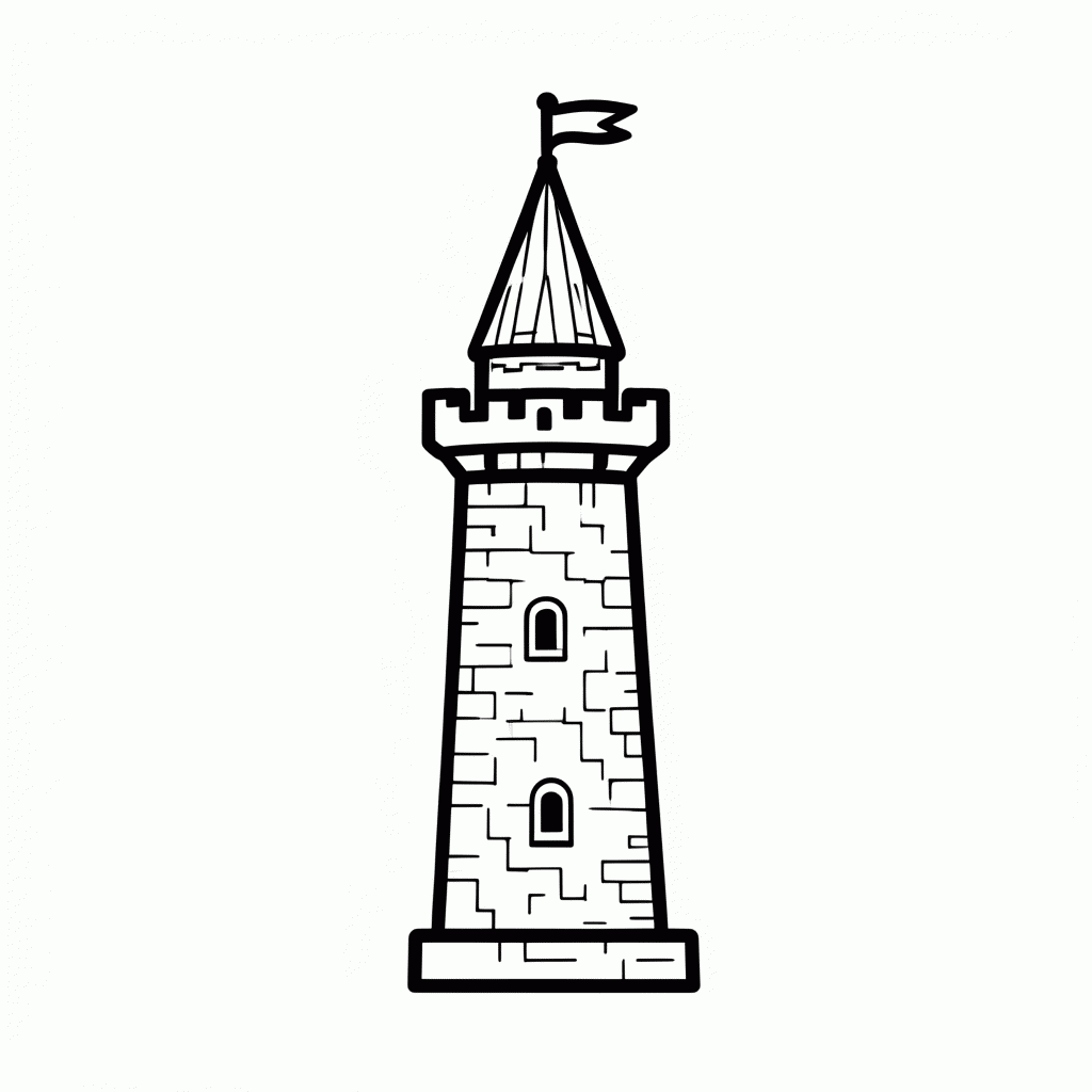 Desenho de Torre do Castelo para colorir e imprimir grátis em folha A4