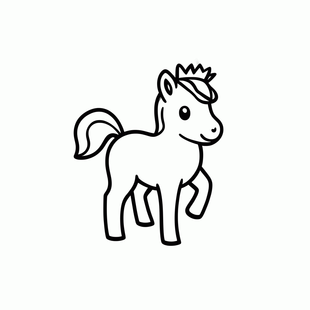 Desenho de Cavalinho Com Coroa para colorir e imprimir grátis em folha A4