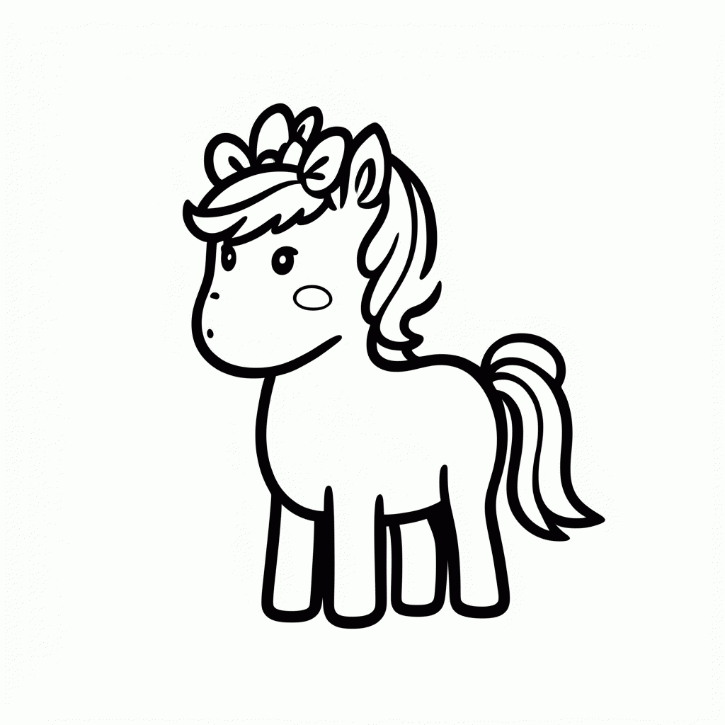 Desenho de Cavalinho Rosa Com Laco para colorir e imprimir grátis em folha A4
