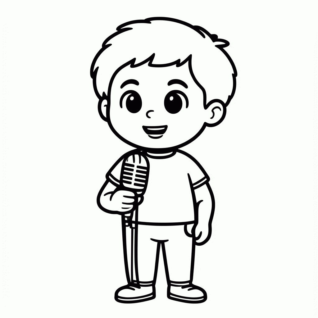 Desenho de Cantor(a) Pop com Microfone para colorir e imprimir grátis em folha A4