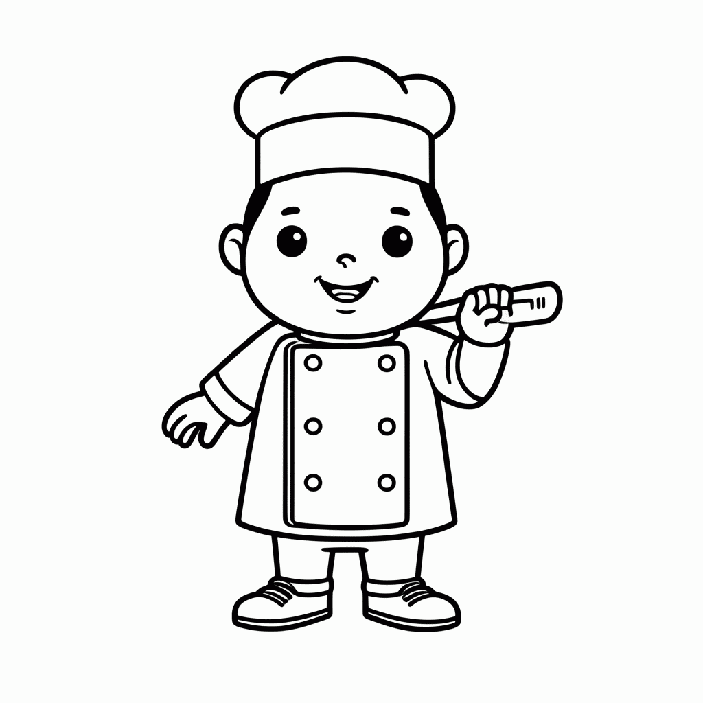Desenho de Chef de Cozinha Estrelado para colorir e imprimir grátis em folha A4