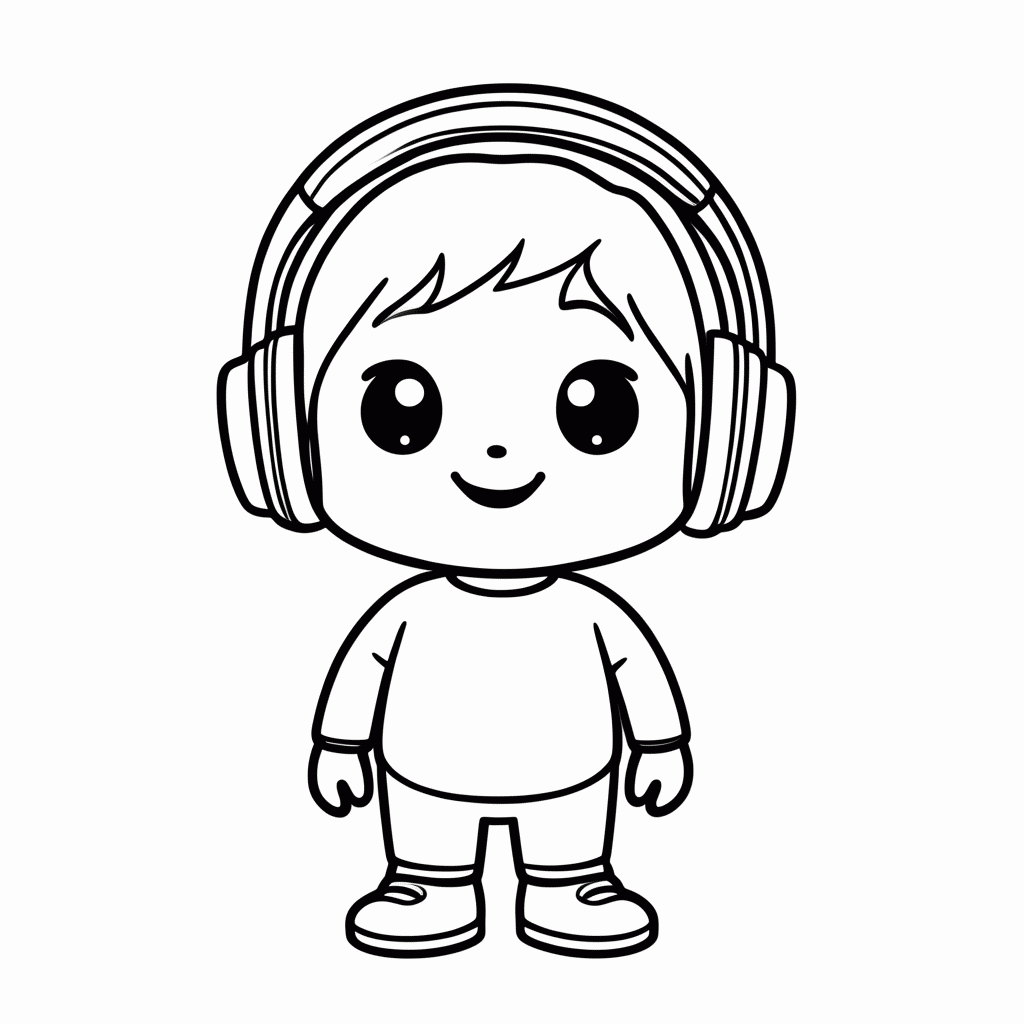 Desenho de Streamer Gamer com Headset para colorir e imprimir grátis em folha A4