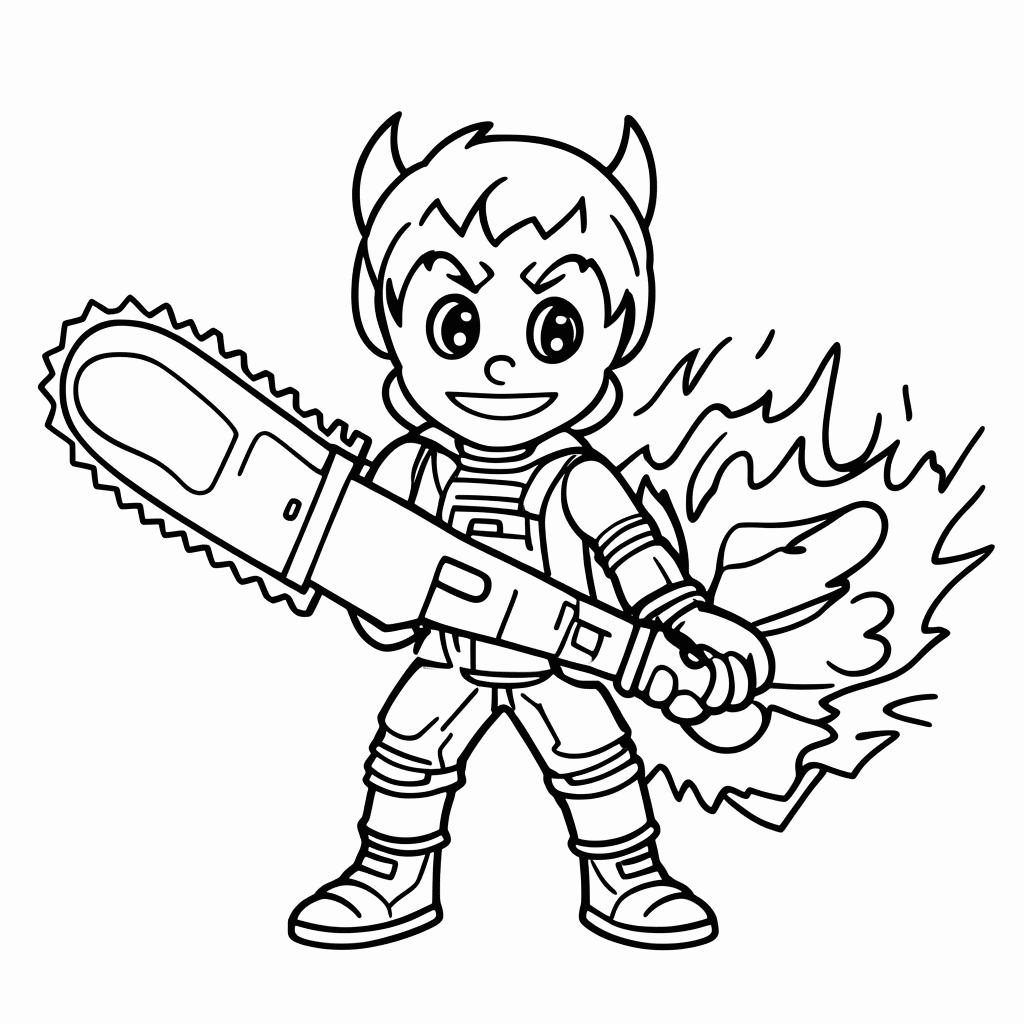 Desenho de Denji Com Motosserra para colorir e imprimir grátis em folha A4