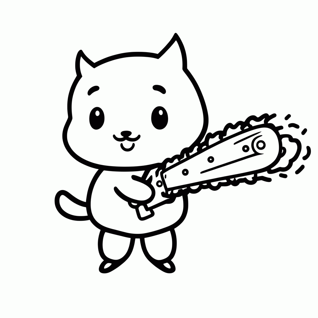 Desenho de Pochita Fofo para colorir e imprimir grátis em folha A4