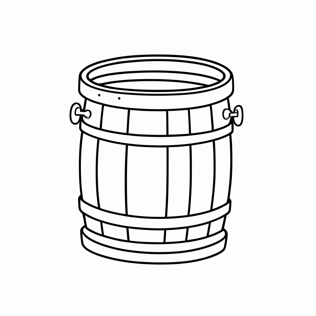 Desenho de Barril de Madeira para colorir e imprimir grátis em folha A4