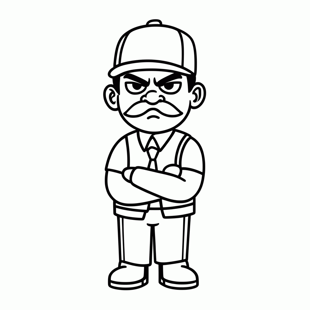 Desenho de Senhor de Bigode para colorir e imprimir grátis em folha A4
