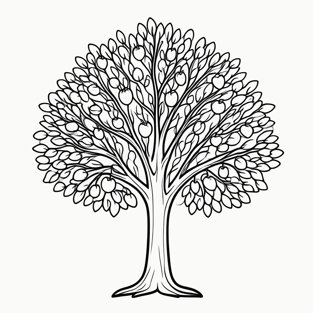 Desenho de Arvore Com Frutos para colorir e imprimir grátis em folha A4