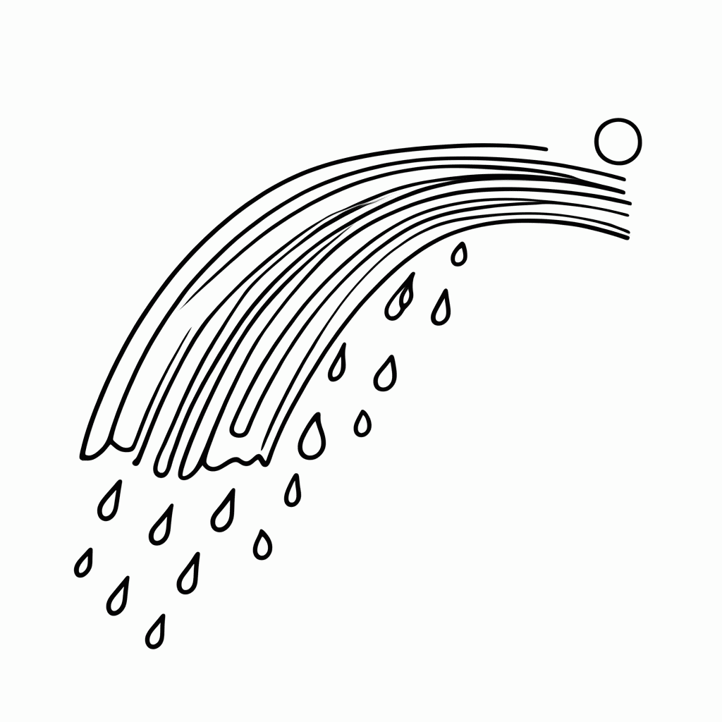 Desenho de Chuva Com Arco Iris para colorir e imprimir grátis em folha A4