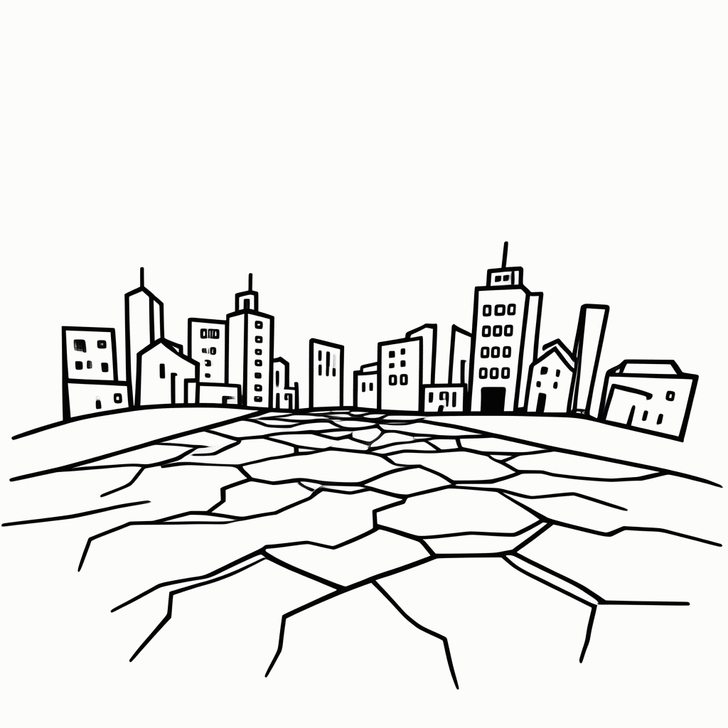 Desenho de Terremoto para colorir e imprimir grátis em folha A4