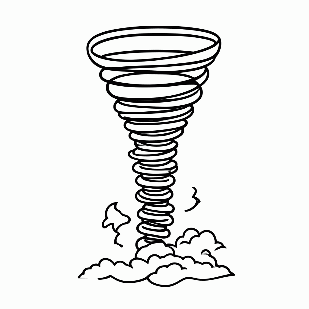 Desenho de Tornado para colorir e imprimir grátis em folha A4