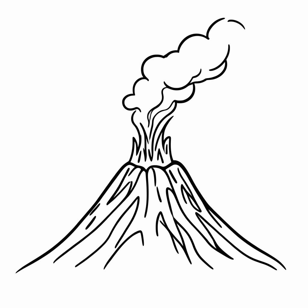 Desenho de Vulcao Em Erupcao para colorir e imprimir grátis em folha A4