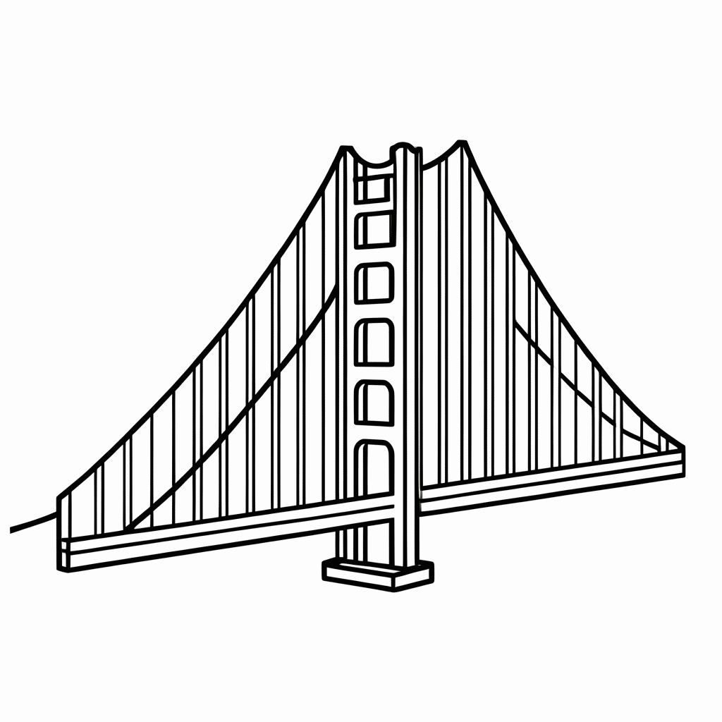 Desenho de Golden Gate Bridge para colorir e imprimir grátis em folha A4