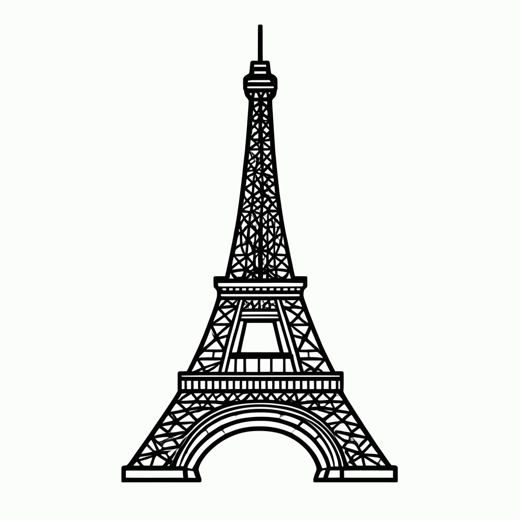 Desenho de Torre Eiffel Paris para colorir e imprimir grátis em folha A4