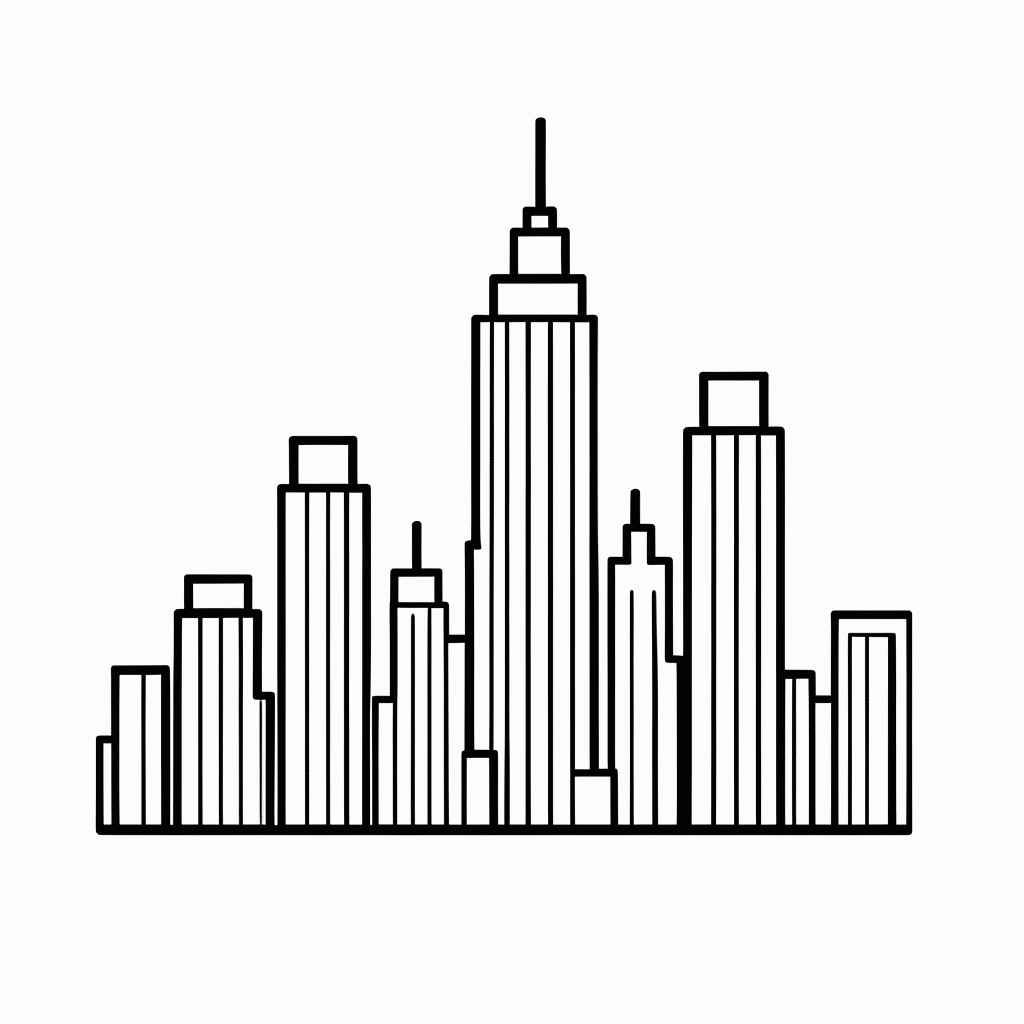 Desenho de Atlanta (Skyline) para colorir e imprimir grátis em folha A4