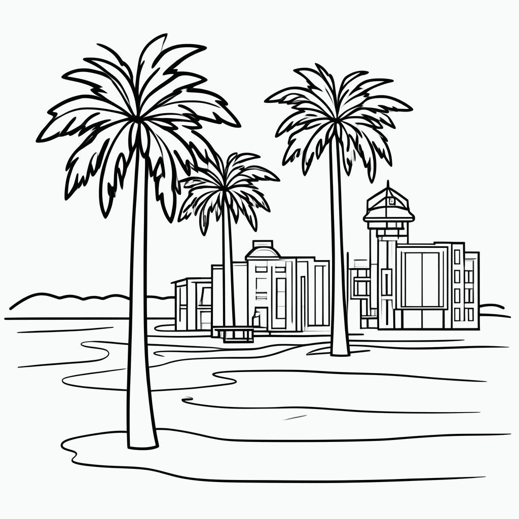 Desenho de Miami (Praia) para colorir e imprimir grátis em folha A4