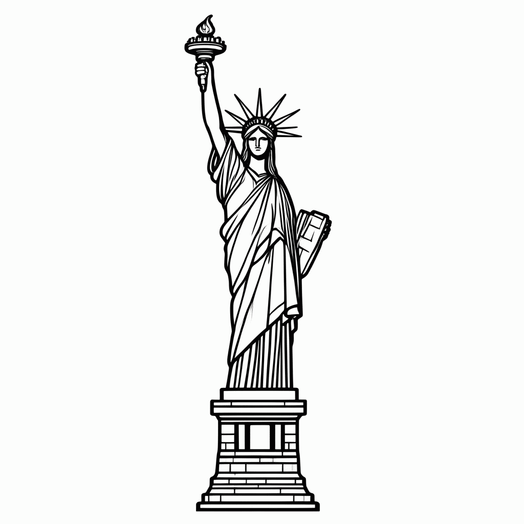 Desenho de Nova York (Estátua da Liberdade) para colorir e imprimir grátis em folha A4