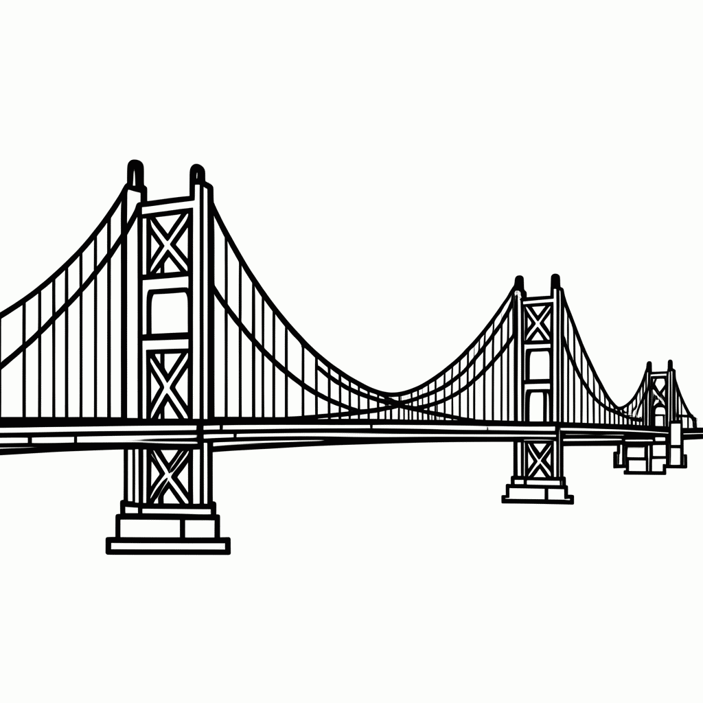 Desenho de São Francisco (Golden Gate) para colorir e imprimir grátis em folha A4