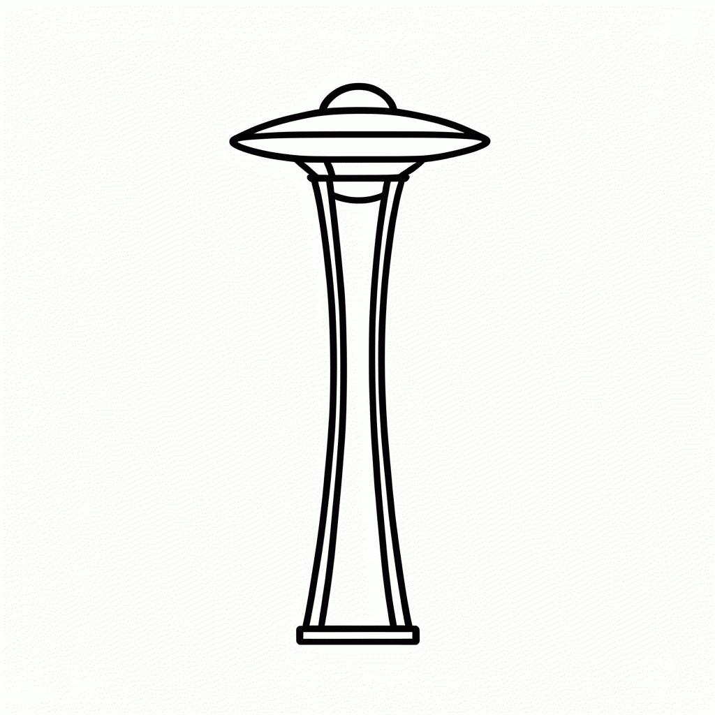 Desenho de Seattle (Space Needle) para colorir e imprimir grátis em folha A4