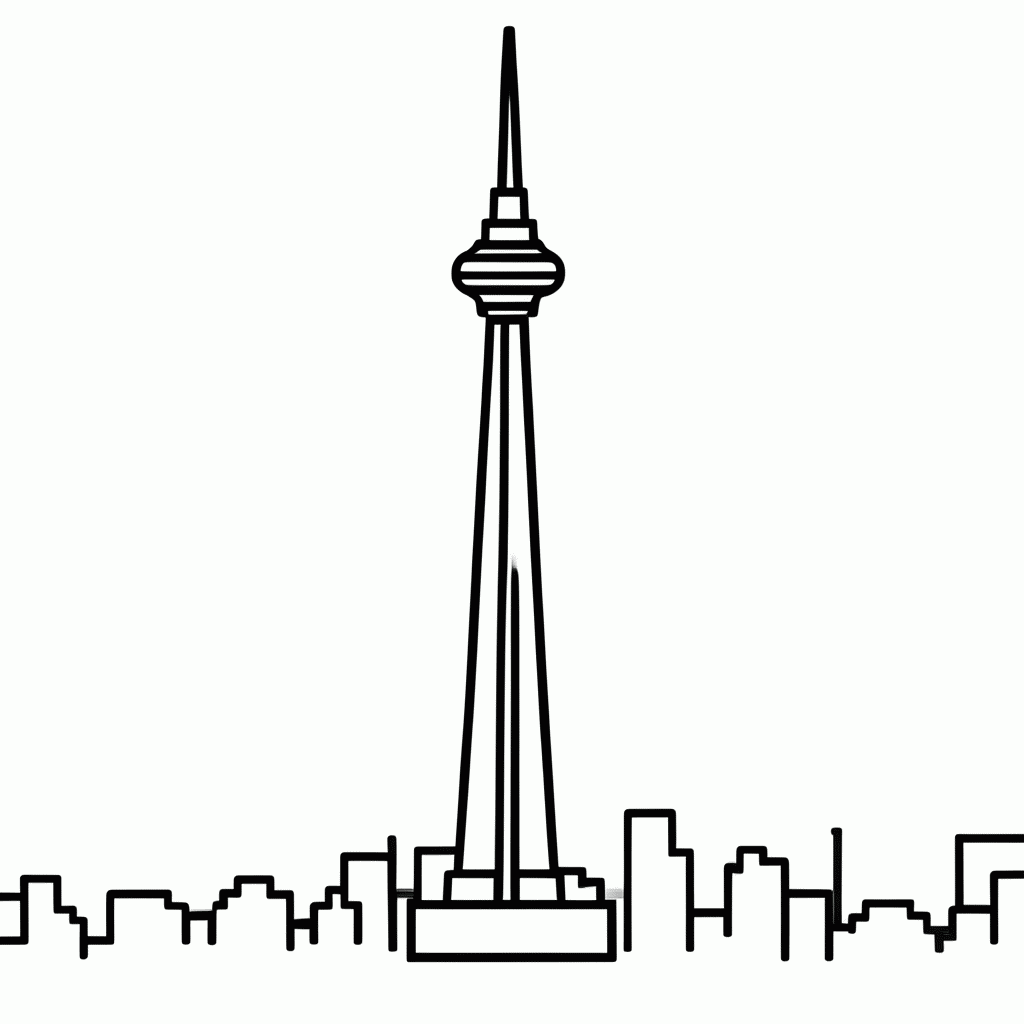 Desenho de Toronto (CN Tower) para colorir e imprimir grátis em folha A4