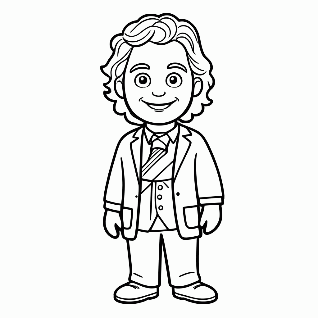 Desenho de Nikola Tesla — Corrente Alternada para colorir e imprimir grátis em folha A4