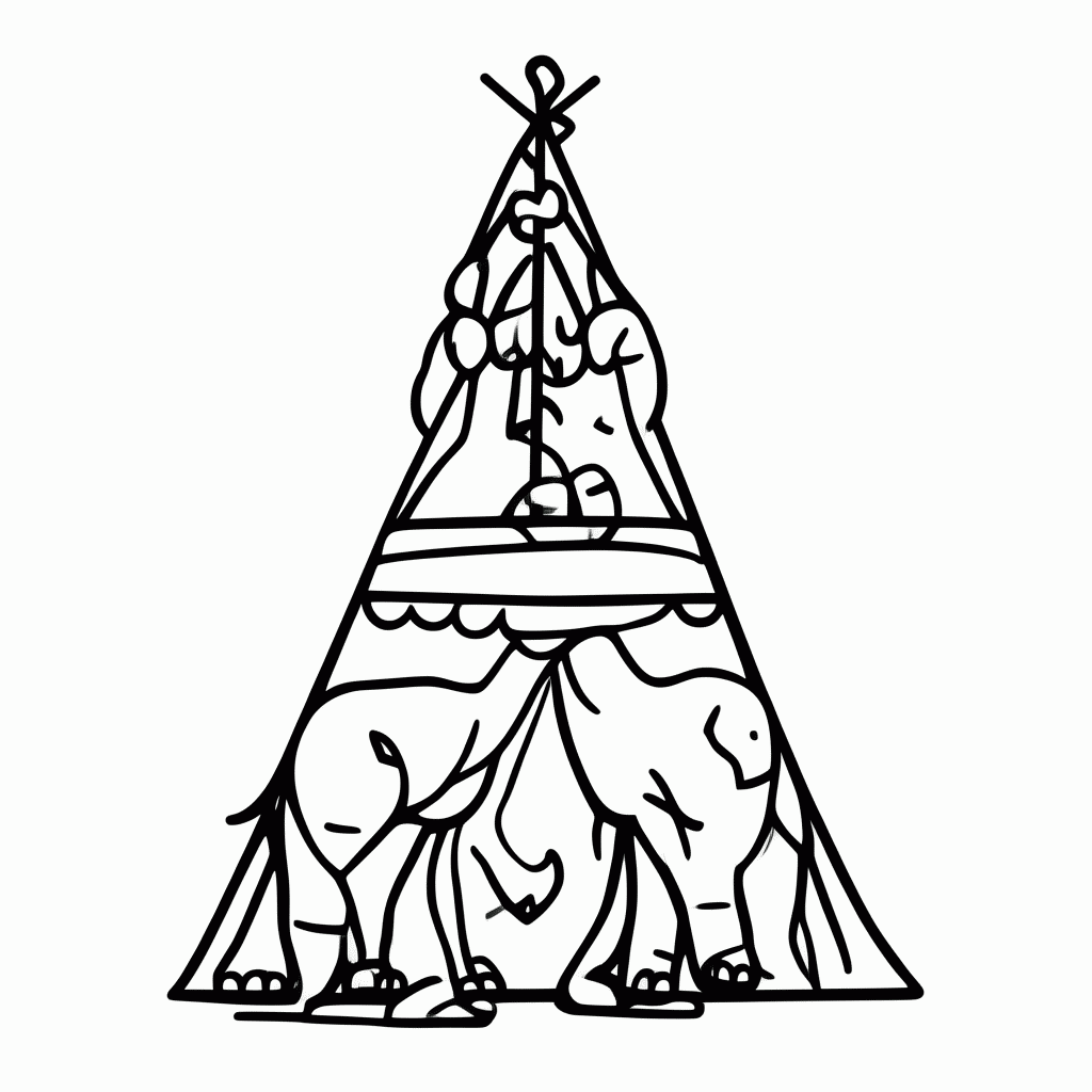 Desenho de Elefante Circense Piramide para colorir e imprimir grátis em folha A4