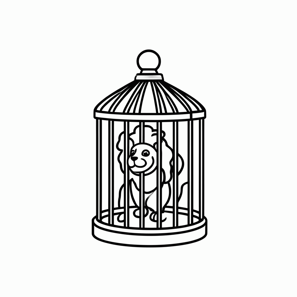 Desenho de Leao Domado Jaula para colorir e imprimir grátis em folha A4