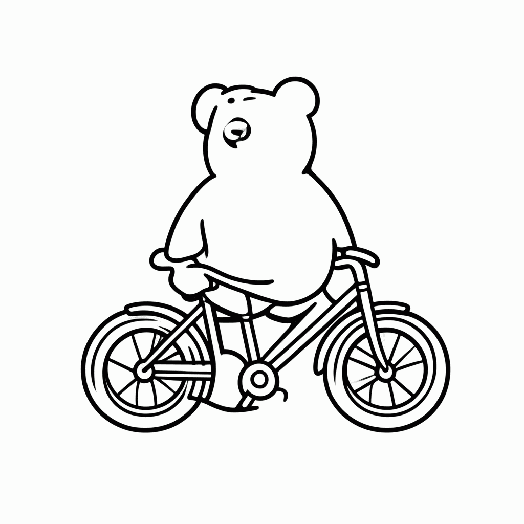 Desenho de Urso De Bicicleta para colorir e imprimir grátis em folha A4