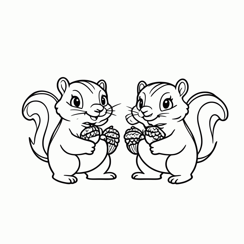 Desenho de Esquilos Bochechudos para colorir e imprimir grátis em folha A4