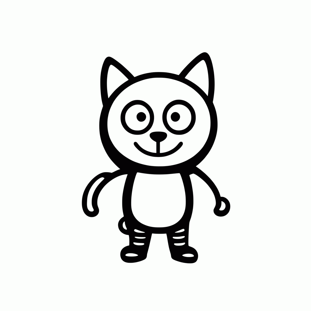 Desenho de Gato Preto Clássico para colorir e imprimir grátis em folha A4