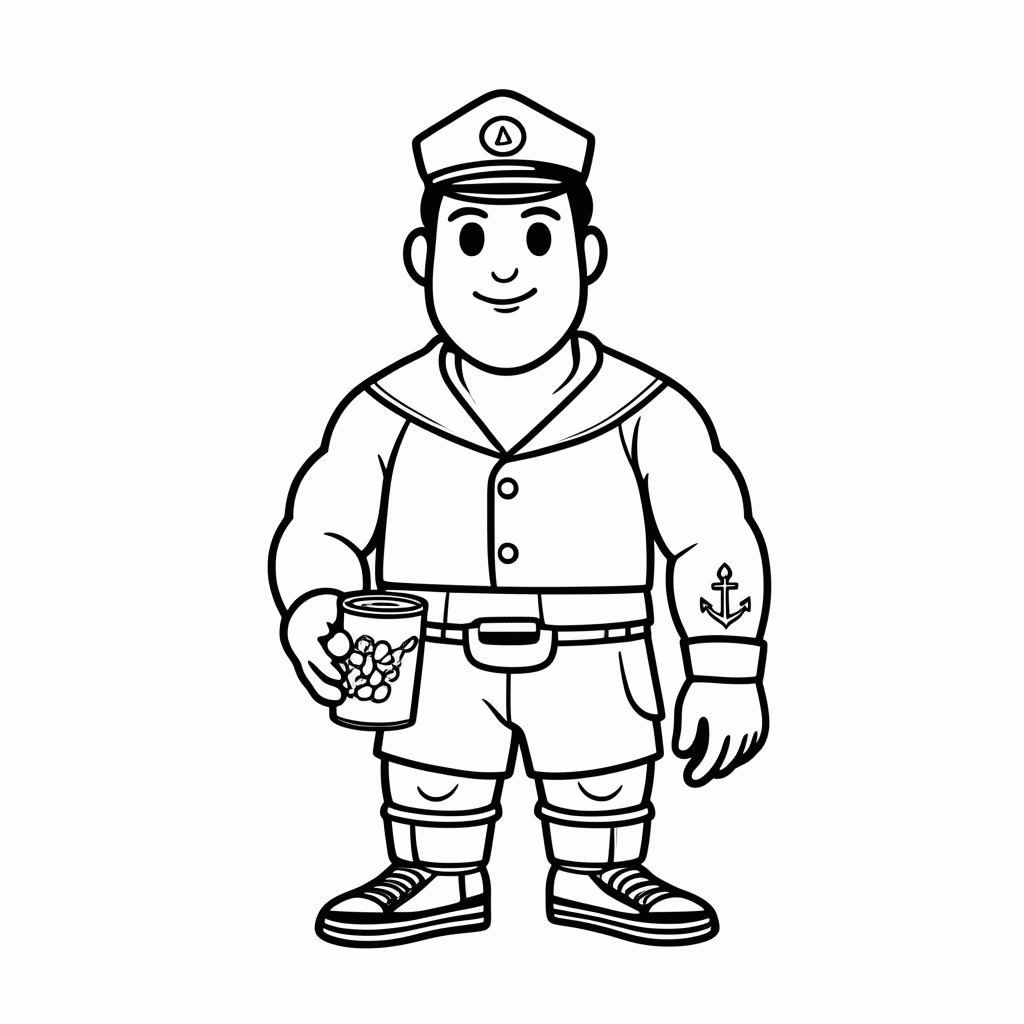 Desenho de Marinheiro Forte para colorir e imprimir grátis em folha A4