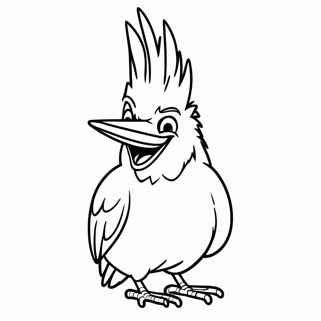 Desenho de Pica-Pau para colorir e imprimir grátis em folha A4