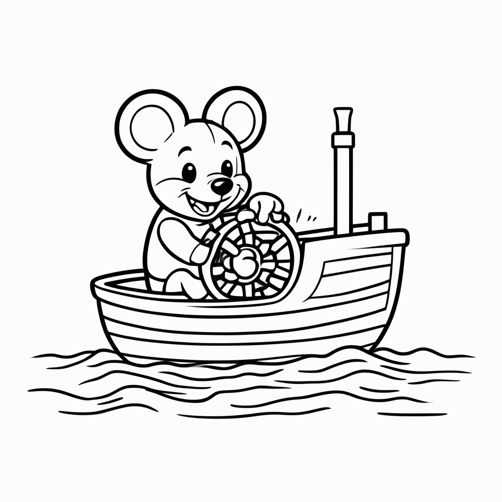 Desenho de Rato do Barco a Vapor para colorir e imprimir grátis em folha A4