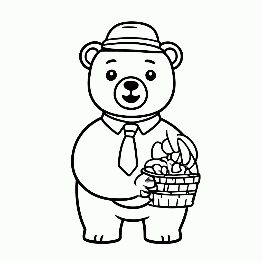Desenho de Urso do Piquenique para colorir e imprimir grátis em folha A4