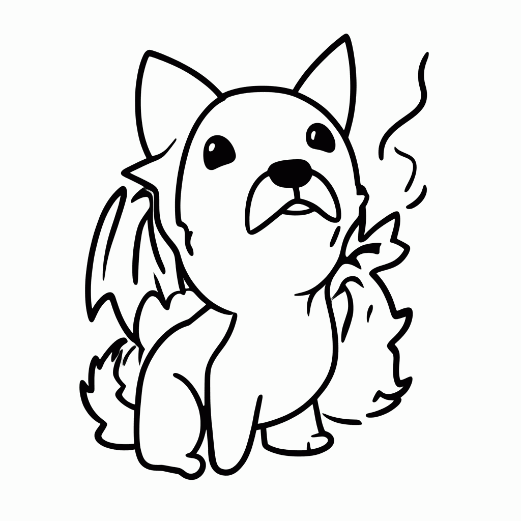 Desenho de Cachorro-Dragão para colorir e imprimir grátis em folha A4