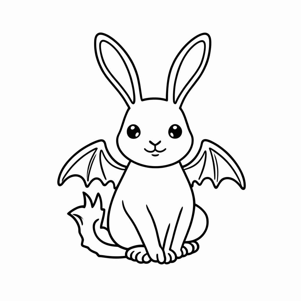 Desenho de Coelho-Dragão para colorir e imprimir grátis em folha A4