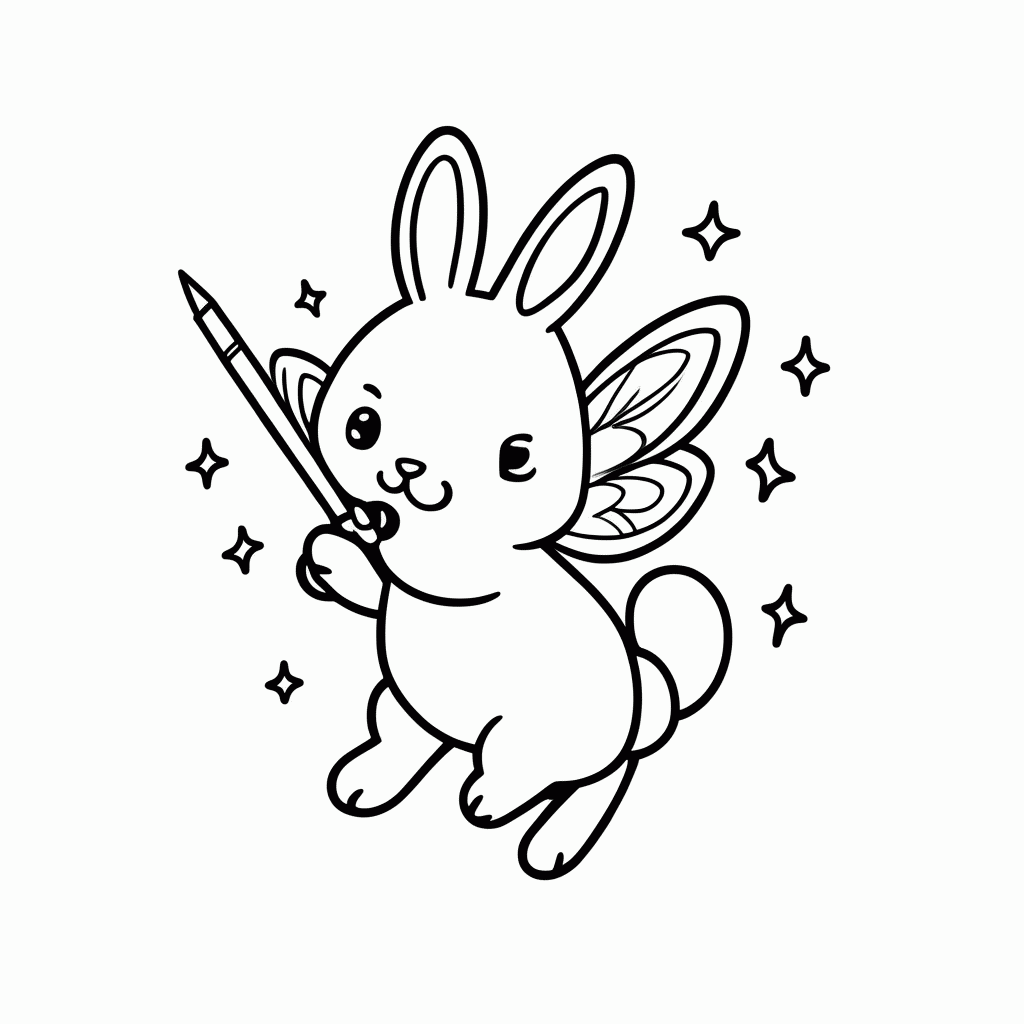 Desenho de Coelho-Fada para colorir e imprimir grátis em folha A4