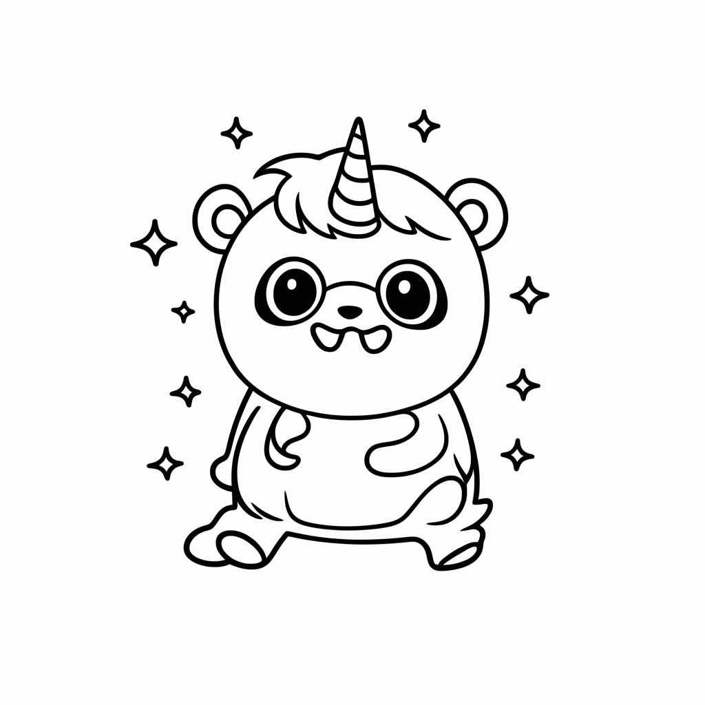 Desenho de Panda-Unicórnio para colorir e imprimir grátis em folha A4