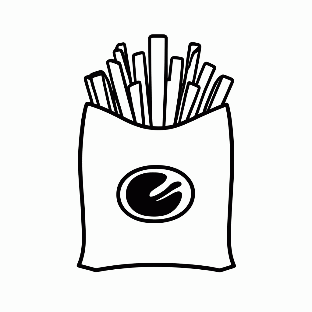 Desenho de Batata Frita Pacote para colorir e imprimir grátis em folha A4