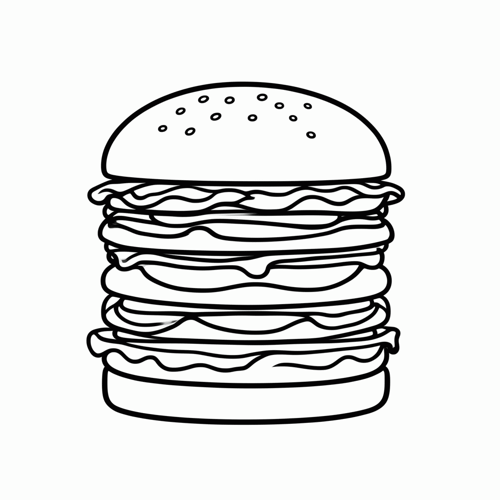 Desenho de Big Burger para colorir e imprimir grátis em folha A4