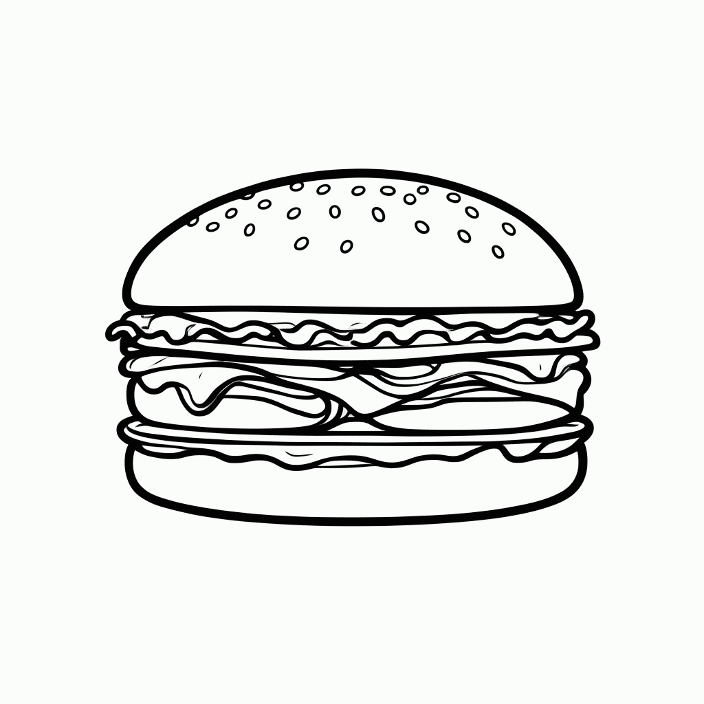 Desenho de Hamburguer Classico para colorir e imprimir grátis em folha A4