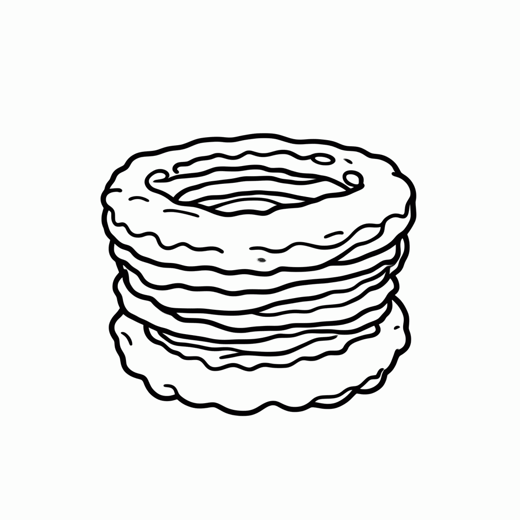 Desenho de Onion Rings para colorir e imprimir grátis em folha A4