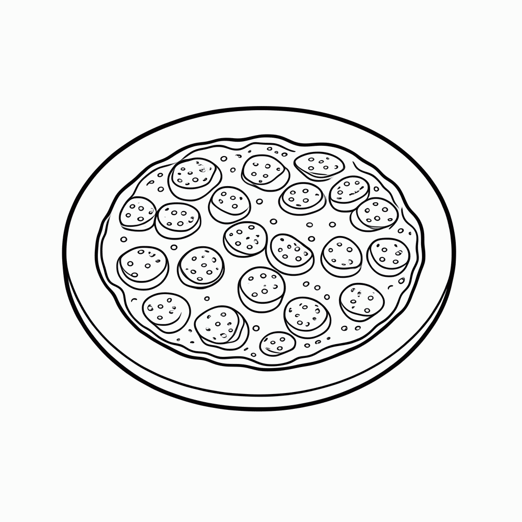 Desenho de Pizza De Calabresa para colorir e imprimir grátis em folha A4