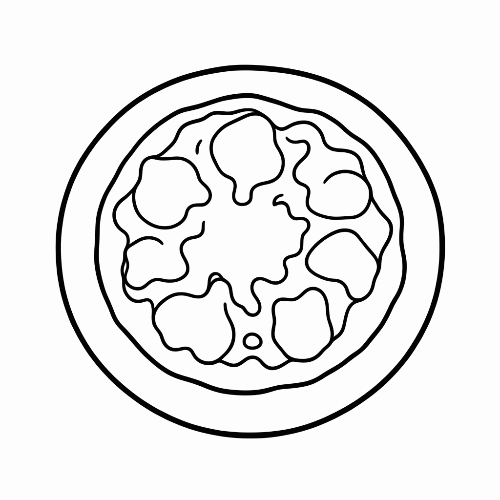 Desenho de Pizza De Mussarela para colorir e imprimir grátis em folha A4