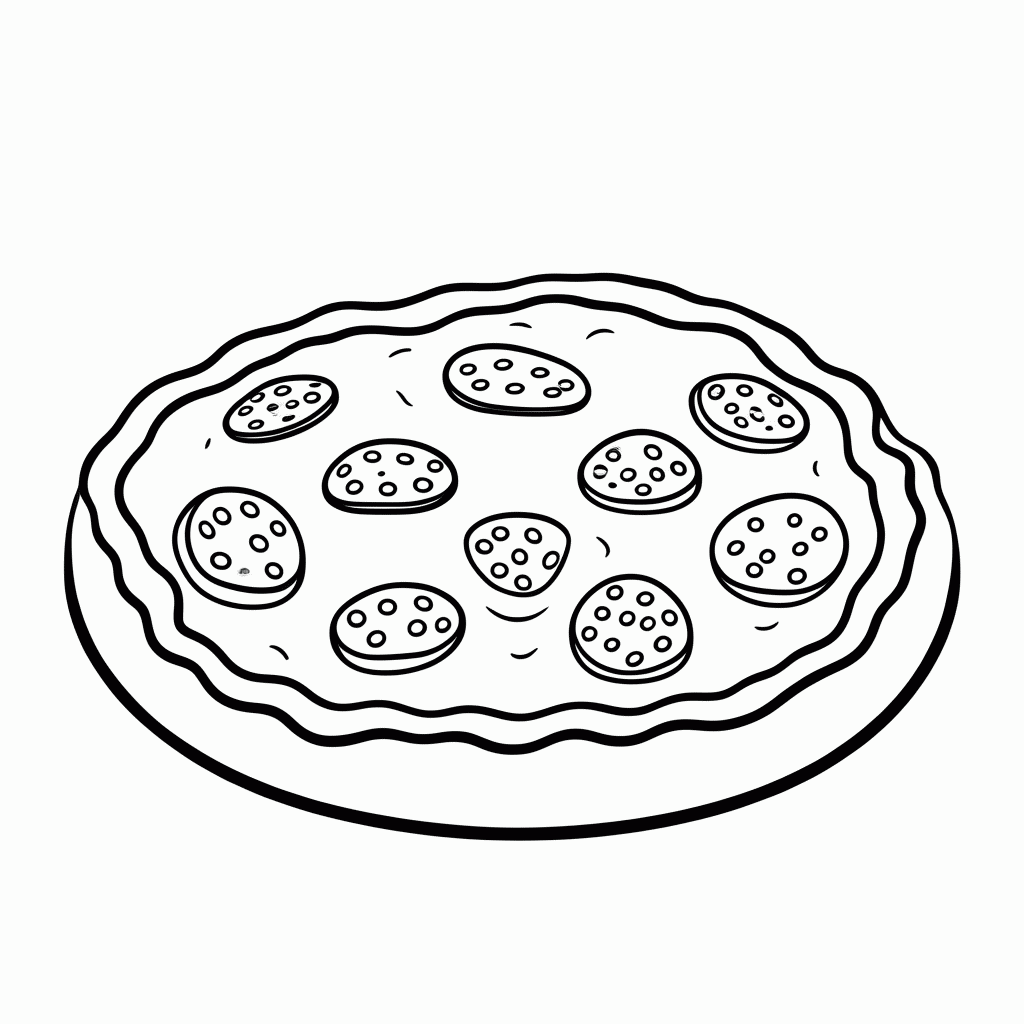 Desenho de Pizza Pepperoni para colorir e imprimir grátis em folha A4